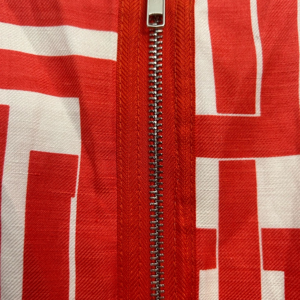 Milly of New York red & white geometric sleeveless linen/silk mini dress size 4 - Picture 4 of 10